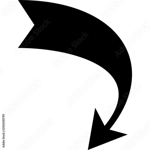 Black Curved Arrow Vector Icon