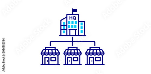 Company franchise flat icon. Corporate network and branch symbol