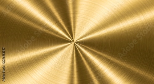 Shiny brushed gold metal texture with circular radial light reflection patterns