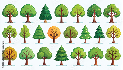 Collection of Various Tree Illustrations.