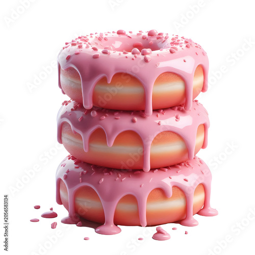 Obraz na płótnie stack of pink glazed donuts isolated on white background