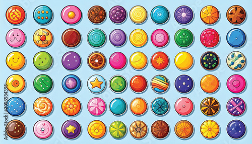 Colorful assorted sweet button candies.