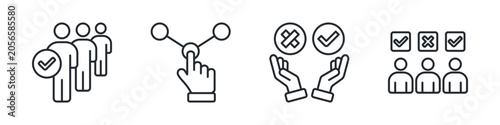 Tableau sur toile Selection Icon Set Outline Multiple Concept With Clean Modern Vector Style For Presentations, Websites, Apps, And Corporate Projects
