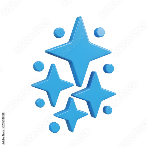 3D blue sparkle icon with stars and circles