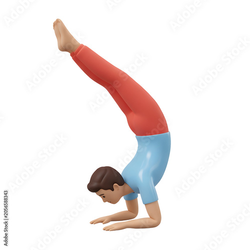 3D Cartoon Character Doing Yoga Pose