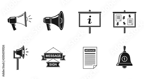 Foto Communication and Announcement Icon Set