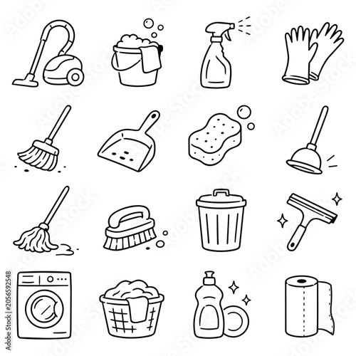 Фотография Household Hygiene Tool Icon Collection