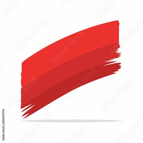 Red Brush Stroke on White Background