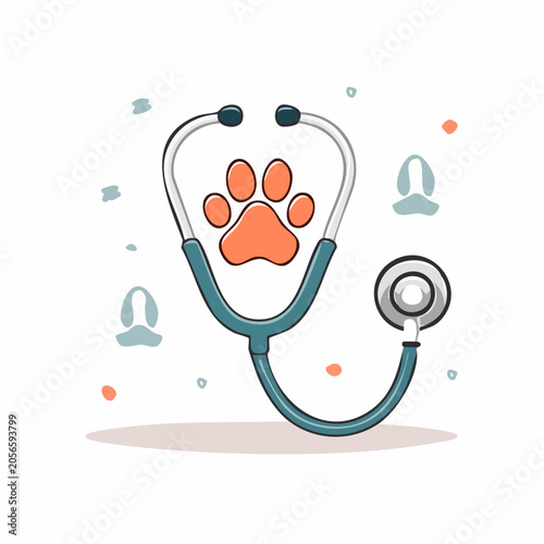 Veterinary Stethoscope with Paw Print