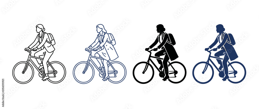 Obraz premium Vector art illustration of cyclist figures in various styles perfect for sports and activity designs
