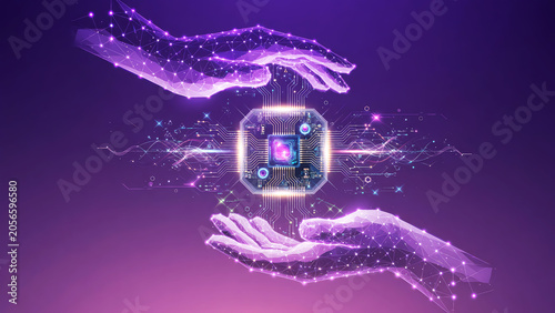Human and Artificial Intelligence Collaboration with Advanced AI Processor Digital Transformation and Futuristic Technology Integration Concept