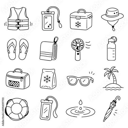 Bild auf Leinwand Summer Vacation Travel Icon Set