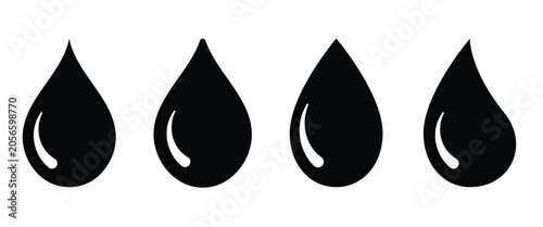 Foto Water Drop Icon Set – Raindrop, Liquid Droplet & Hydration Symbol Vector Collect