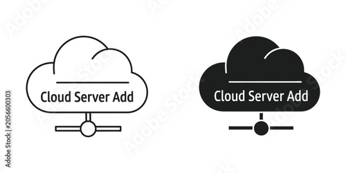Cloud Server Addition Concept with Upload and Download Icons in Flat Line Art Style