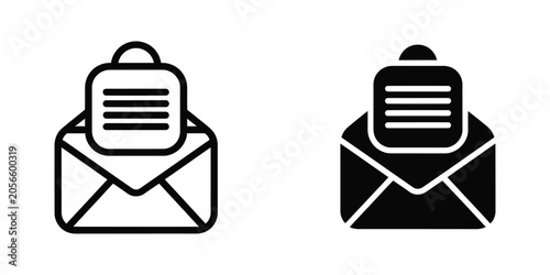 Empty Mailbox Vector Illustration Line Art Communication Symbols Set