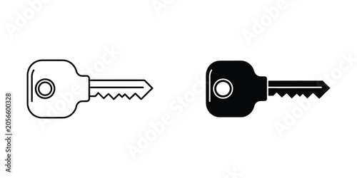 Simple Key and Lock Outline Vector Illustration Line Art Security Symbol