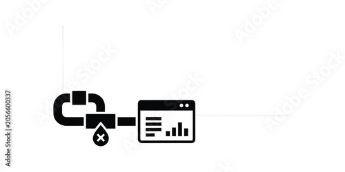 Handcuffs and USB Cable Connection Illustration in Flat Line Art Style