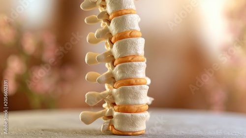 Detailed 3D rendering of a healthy human spinal column with vertebrae and discs