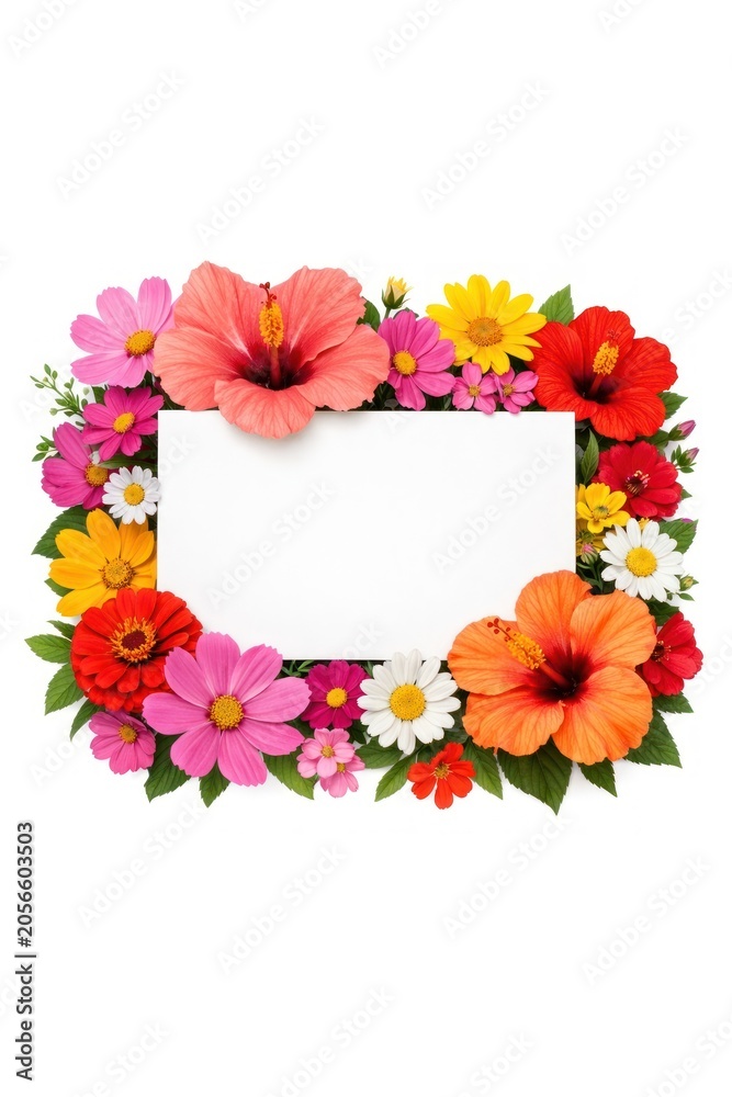 Fototapeta premium Vibrant floral frame design.