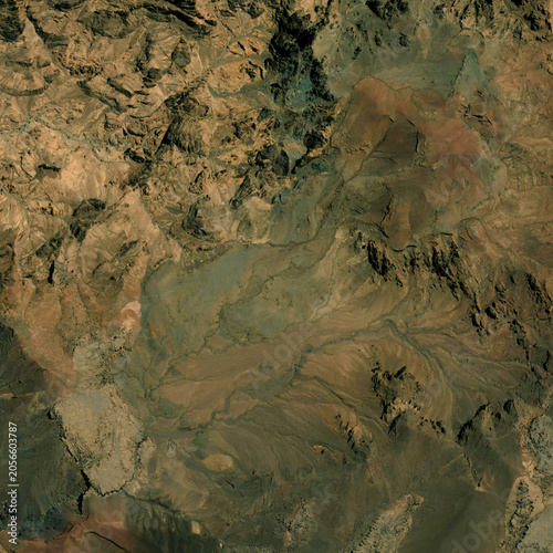 Fotografie High resolution satellite map - Aerial view featuring mountains covered in lush