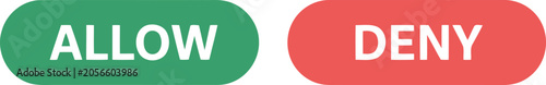 фотографія Two horizontal pill shaped buttons with green allow and red deny text labels, is