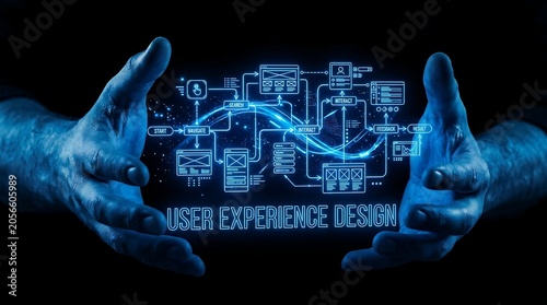 Futuristic Digital Interface for User Experience Design Concept.