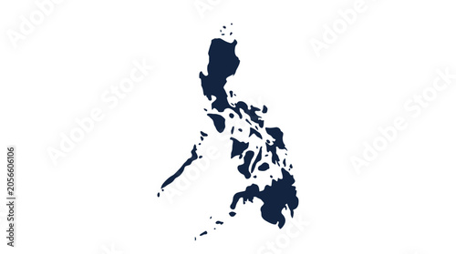 Philippines Map Silhouette - Dark Blue Outline on White Background