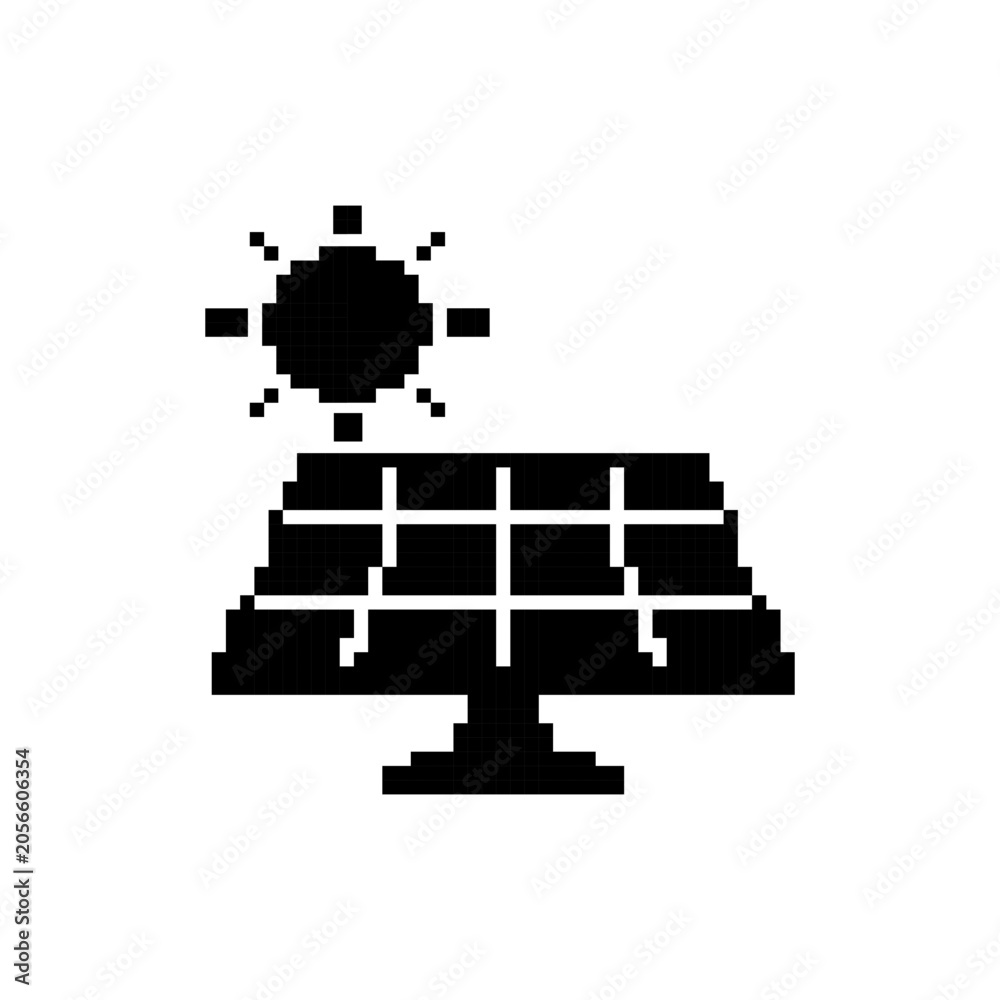 Fototapeta premium Pixel art solar panel icon