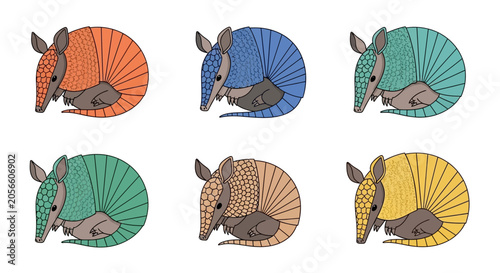 Bild auf Leinwand Cute Armadillo Icon Set