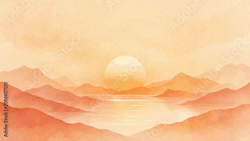 Foto Sunrise Light Morning Glow isolated watercolor vector illustration svg