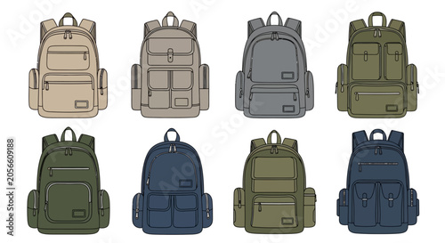 Backpack Collection Vector Icon Set