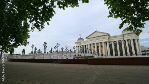 Timelapse view The Archaeological Museum of the Republic of Macedonia in Skopje