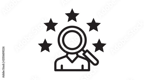 Photos Magnifying Glass Over a Person with Stars Around It Featuring Search, Investigat