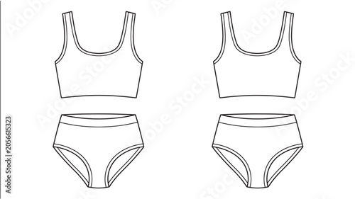 Canvastavla Sports Bra and High-Waisted Bikini Bottoms with Double-Layered Design Featuring