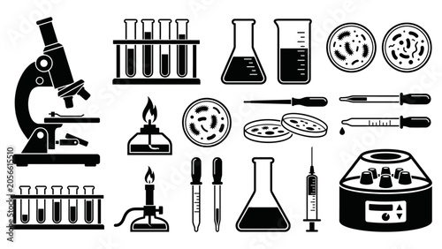 Medical Laboratory Equipment Monochrome Flat Vector Set_26