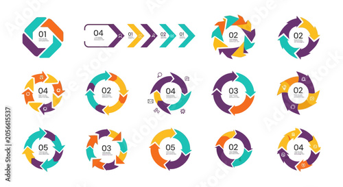 Fotografie Business Infographic Process Diagram Set