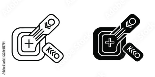 Canvas-taulu Crossed Wrenches Icon Set in Flat Line Art Style for Repair and Maintenance
