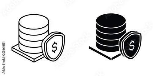 Картината върху платно Stacked Coins with Dollar Sign Icon Illustration on White Background