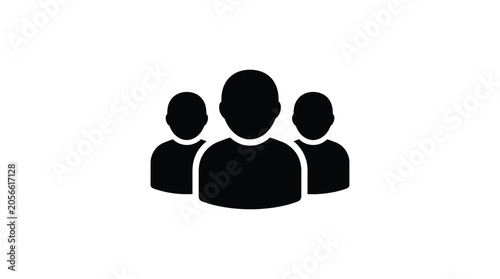 Three person silhouettes against a white background silhouette