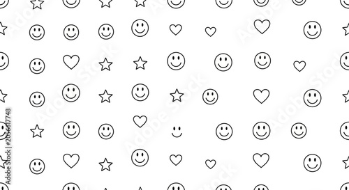 Minimal Smiley Face, Heart, and Star Pattern Design