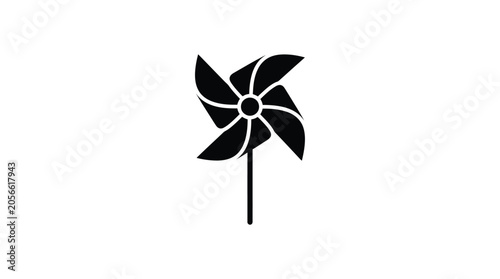 Pinwheel Toy With Stem Black Silhouette childhood