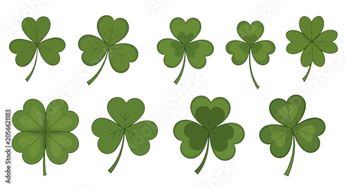 Cuadro en lienzo Collection of green four leaf clovers for st patricks day or luck symbol