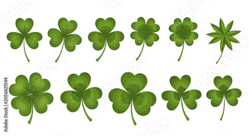 Foto Collection of various green clover leaves for st patricks day or luck concepts