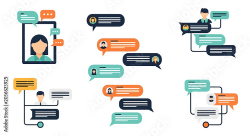 Chat Bubble and User Avatar Icon Set