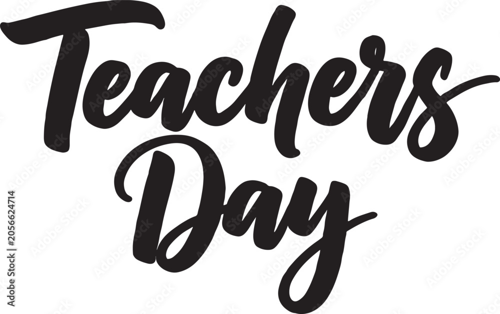 Naklejka premium Teachers day calligraphy brush lettering design black text isolated on white background with teachers lettering calligraphy typography greeting celebration education appreciation