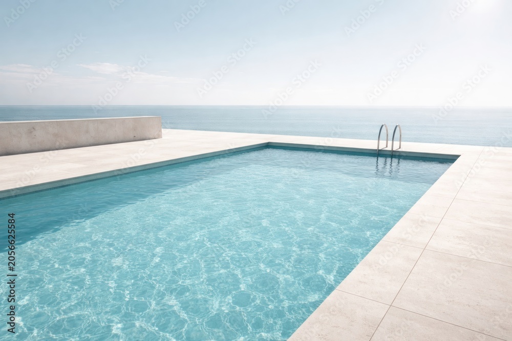 Fototapeta premium Serene infinity pool ocean view.