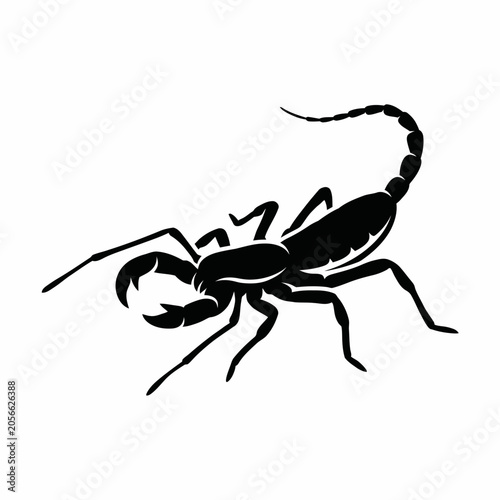 Εκτύπωση καμβά Black silhouette of a scorpion with pincers and stinger tail scorpion arachnid