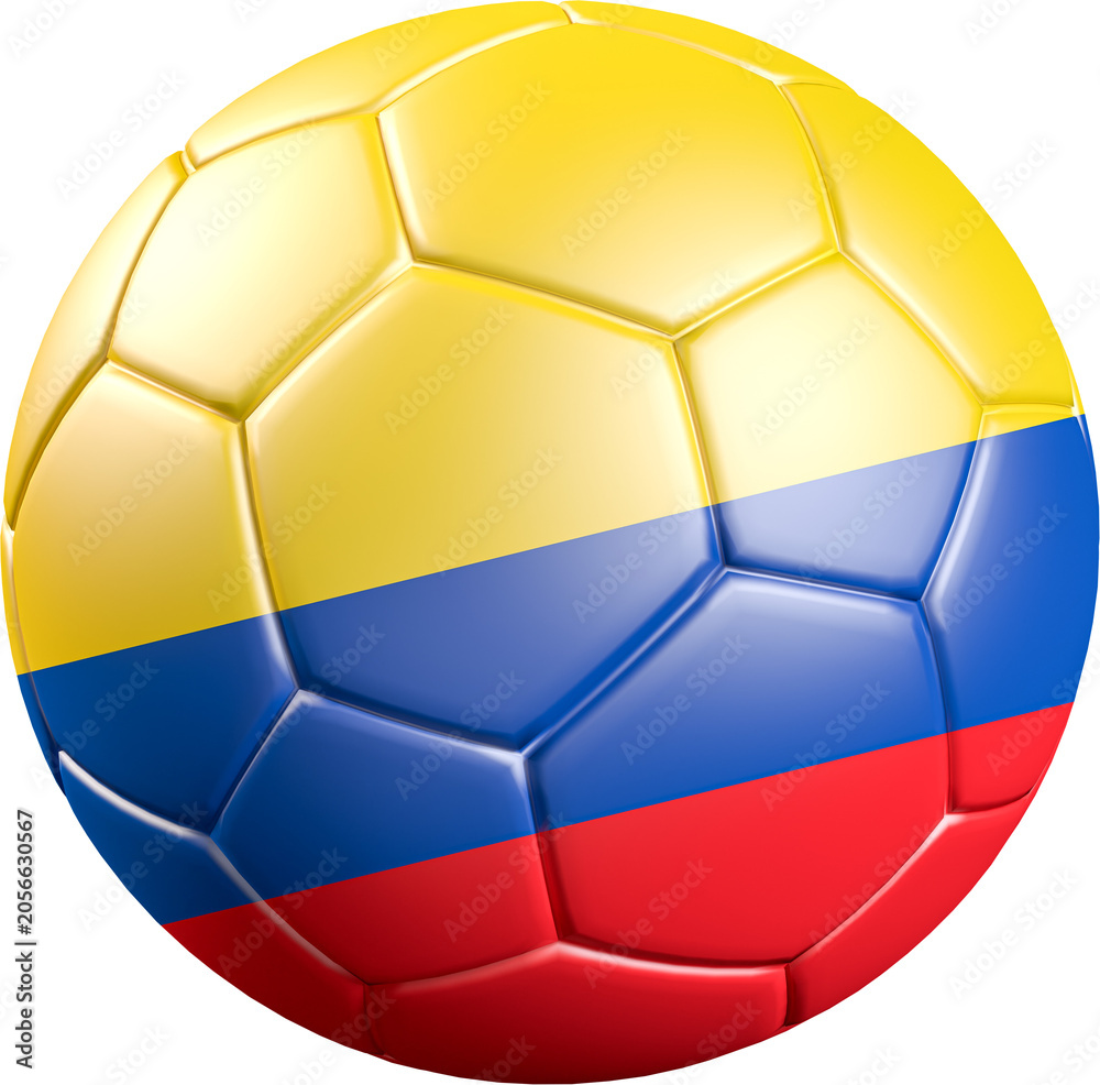 Fototapeta premium Football / soccer ball with a flag overlay of Ecuador isolated on transparent background. International match and national team of Ecuador concept