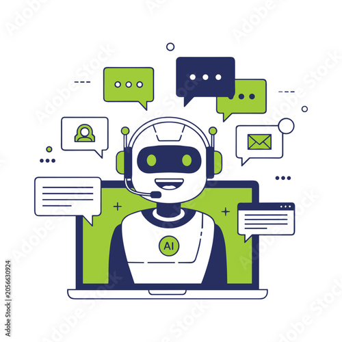 AI Chatbot Customer Support Assistant Vector Illustration