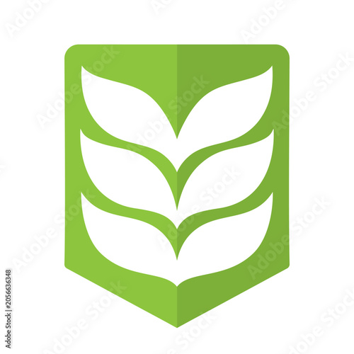 Green Leaf Nature Shield Logo symbol